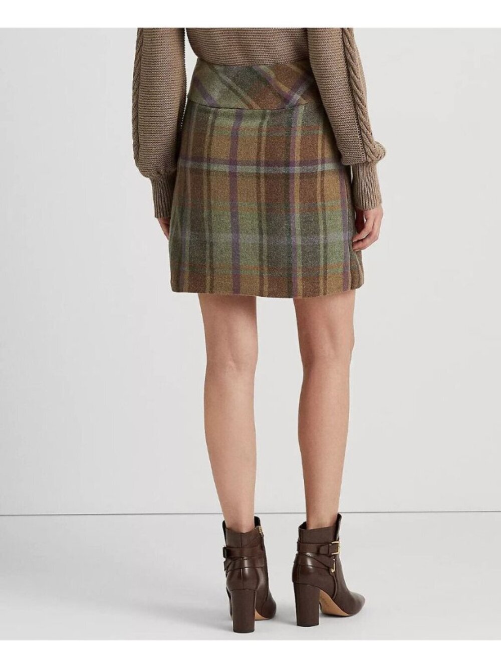 NEW Lauren Ralph Lauren Women's 12 Plaid Fringe-Trim Tweed Mini Skirt NWT $225 - Picture 4 of 5